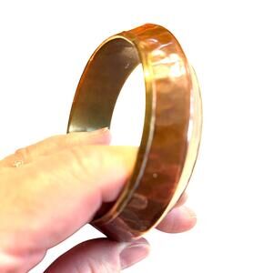 Hammered copper & brass bangle bracelet Boho mixed metals hippie chic jewelry